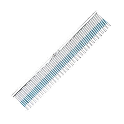 Профессиональный гребень с прорезиненной вставкой для удаления подшерстка с двойными зубцами CATGROOM 19см